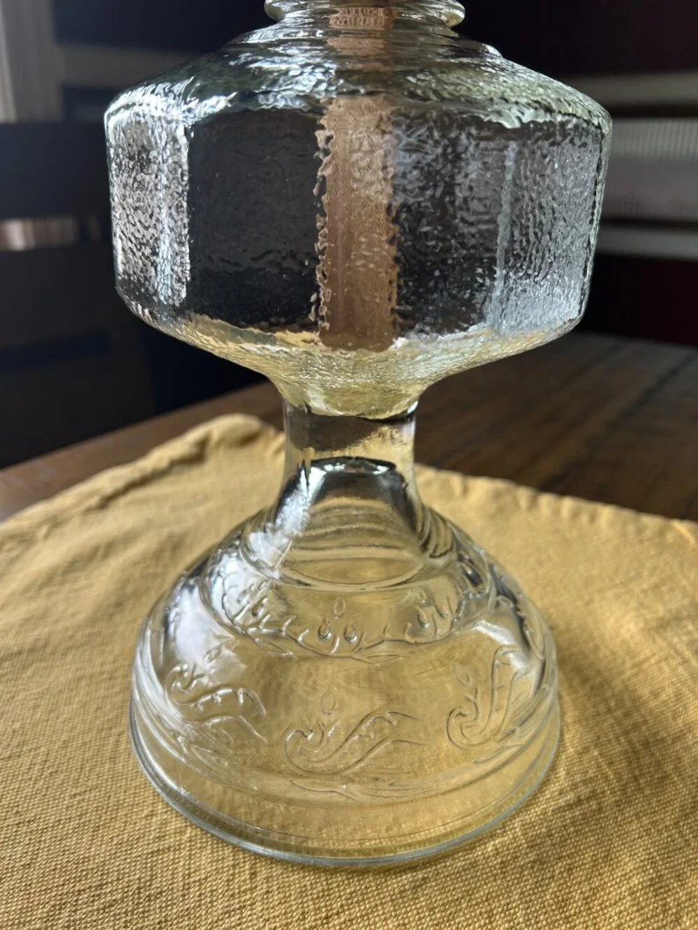 Vintage  Clear Glass Oil Lamp  Early American Homesteader   USA made   Bartlett